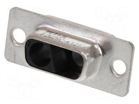 Connector: D-Sub | PIN: 2 | plug | female | straight | THT | 5A | black