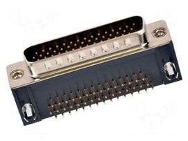Connector: D-Sub HD | PIN: 44 | plug | male | on PCBs | angled | THT | black