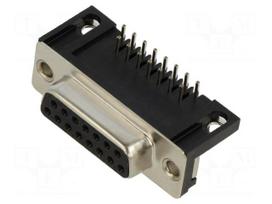 Connector: D-Sub | PIN: 15 | socket | female | on PCBs | angled 90° | THT
