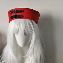 Black Leather Buckle Captain Hat Sweet Vintage Beret Festival Sailor Hat  Summer Season raudona