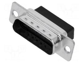 Connector: D-Sub | straight | black | male | plug | PIN: 15 | crimped | 5A