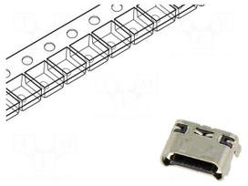 Connector: USB C | socket | CX | on PCBs | SMT | PIN: 16 | horizontal | 6A
