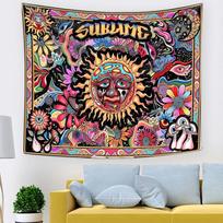 Psychedelic Tarot Trippy Sublime Sun Tapestry Wall Hanging Hippie Tapestries Mushroom Tapestry Aesthetic Room Home Decor 100X70CM