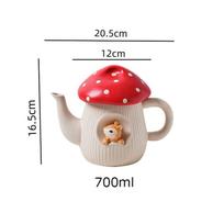 700ml Creative Cute Mushroom Teapot Hand-Painted Mug Set Vertical Coffee Tea Pot for Household Tableware 700ML raudona