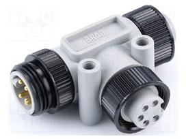 T adapter | Mini-Change | PIN: 5 | T | 600V | IP67 | 8A
