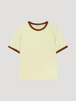 Sistina Color Block Embroidered Round Neck T-Shirt_Cream Cream/44