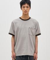 Base Moment Pigment Washing Ringer Pocket Tee Cement Gray Gy/M
