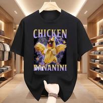 Italian Brainrot Funny Chicken Bananini Meme T Shirts Men Women Clothing Fashion Trending Cozy Oversized T-shirt Top S
