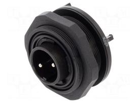 Connector: circular | socket | male | PIN: 2 | 12A | 277V | IP68,IP69K