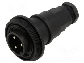 Connector: circular | plug | male | PIN: 3 | 12A | 277V | IP68,IP69K | 6÷8mm