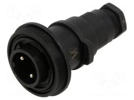 Connector: circular | plug | male | PIN: 2 | 12A | 277V | IP68,IP69K | 6÷8mm