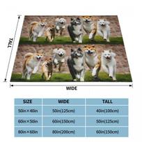Japanese Dogs Akita Shiba Inu Hokkaido Blanket Flannel Gift for Animal Dog Lover Soft Throw Blanket for Sofa Bedspread Size: 75*100cm, Weight: 230 GSM