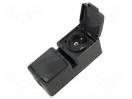 Connector: AC supply | socket | 2P+PE | 250VAC | 16A | dark grey | PIN: 3