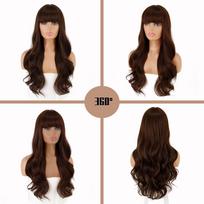 LISI HAIR Moteriškas ilgų banguotų plaukų perukas su kirpčiukais Sintetinis karščiui atsparus pluošto perukas Cosplay Lolita Party Daily Hairpin. beige