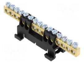 Connector: terminal block | for DIN rail mounting | black | ways: 1