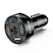 4 viename automobilinio įkroviklio adapteris 7A 35W USB greito įkrovimo įrenginys su LED lempute, skirtas 12-32V automobiliniam visureigiui juoda