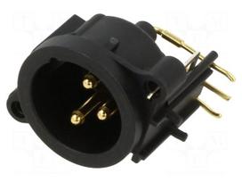 Connector: XLR | socket | male | PIN: 3 | angled 90° | THT | black | 6A