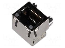 Connector: RJ45 | PIN: 8 | angled 90° | THT | gold-plated | 8p8c | Cat 3