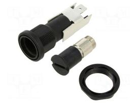 Fuse holder | 5x20mm | 16A | 250VAC | FIZ | on panel | black | UL94V-0