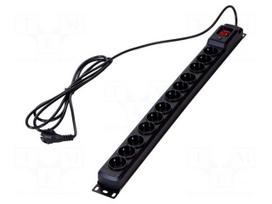 Plug socket strip: protective | Sockets: 12 | 250VAC | 10A | black