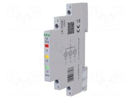 Voltage indicator | 3x230VAC | IP20 | for DIN rail mounting | LK-703