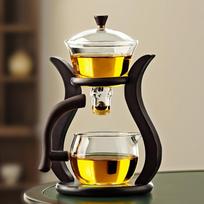 1 Set Glass Teapot Set Lazy Kungfu Tea Pot Set Automatic Drip Rotating Tea Set With Infuser Office Blooming Tea Pot Set For Home Restaurant Hotel Offi Kung Fu Tea Set