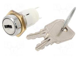 Switch: key switch | Stabl.pos: 2 | ON-ON | SPDT | Cutout: Ø16mm | 90°