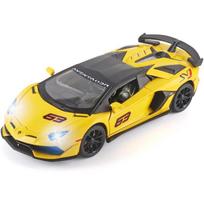 1/24 Sportinis automobilis Lambo SVJ 63 Metalinis lieto metalo automobilio žaislas, Modelinis automobilis su nuimamu stogu su garsu, šviesa ir atitraukimo mechanizmu vaikams nuo 3 metų 1/24-Size:21.5*9.8*5cm geltona