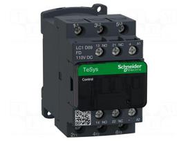 Contactor: 3-pole | NO x3 | Auxiliary contacts: NO + NC | 110VDC | 9A