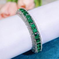 WWJ High-Grade Unique Golden Silvery Tennis Bracelet Green CZ Zirconia Woman Aristocratic Retro Classic All-Match Jewelry sidabras