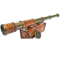 Brass Telescope Marine Antique Nautical Leather Pirate Spyglass Vintage Scope