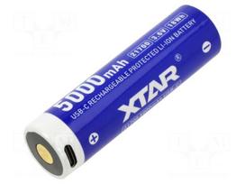 Re-battery: Li-Ion | 21700 | 3.6V | 5000mAh | Socket USB | Ø21.5x75.5mm