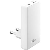 Goobay USB-C PD GaN 90° Dual Fast Charger 65W (White, 65 Watt)