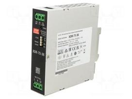 Power supply: switching | for DIN rail | 75W | 36VDC | 0÷2.08A | OUT: 1
