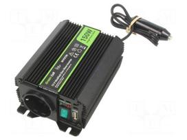 Converter: DC/AC | 150W | Uout: 230VAC | Out: AC sockets 230V | 90% | 12V