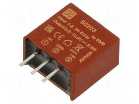 Converter: DC/DC | 2.5W | Uin: 16÷36VDC | Uout: 12VDC | Iout: 210mA | PCB