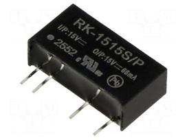 Converter: DC/DC | 1W | Uin: 13.5÷16.5VDC | Uout: 15VDC | Iout: 66mA
