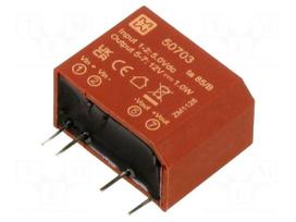Converter: DC/DC | 1W | Uin: 4.5÷5.5VDC | Uout: 12VDC | Iout: 84mA | PCB