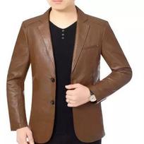 100%Handmade Business Brown Stylish Genuine Men Formal Blazer Lambskin Leather S ruda