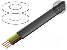 Wire | 4x26AWG | CCA | stranded | black | 100m | flat