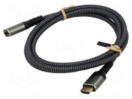 Cable | HDMI socket,HDMI plug | textile | HDMI 2.1 | 1.5m | black-grey