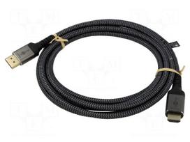 Cable | DisplayPort plug,HDMI plug | textile | 3m | black-grey