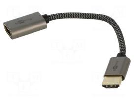 Cable | HDMI socket,HDMI plug | PVC | 100mm | black-grey