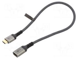 Cable | HDMI socket,HDMI plug | textile | HDMI 2.1 | 0.5m | black-grey