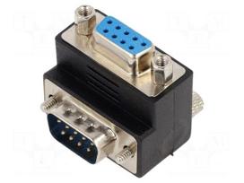 Adapter | D-Sub 9pin socket 90° up/down,D-Sub 9pin plug | black