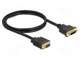 Cable | DVI-I (24+5) socket,VGA male | single link | Len: 1m | black