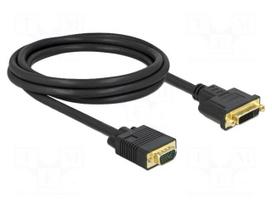 Cable | DVI-I (24+5) socket,VGA male | single link | Len: 2m | black