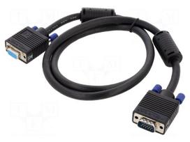 Cable | D-Sub 15pin socket,D-Sub 15pin plug | 1m | black | 28AWG