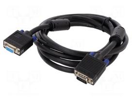 Cable | D-Sub 15pin socket,D-Sub 15pin plug | 3m | black | 28AWG