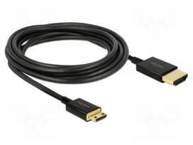 Cable | HDMI plug,mini HDMI plug | Len: 3m | black | 36AWG | Core: Cu